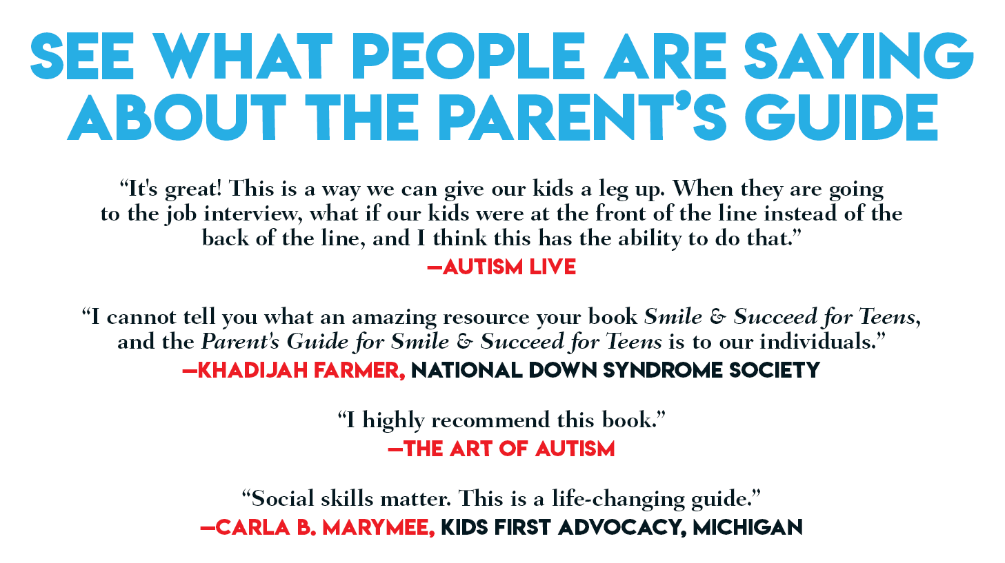 social skills activities for special needs students Testimonials for Parents Guide for Smile & Succeed for Teens 